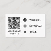 Minimalistische Logo hier zwart-wit sociale media Visitekaartje (Achterkant)