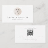 Minimalistische Logo QR Code Name Wedding Haarstyl Visitekaartje (Voorkant / Achterkant)