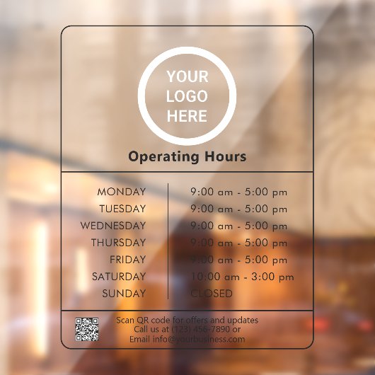 Minimalistische Logo QR-code Openingstijden Bedrij Raamsticker (Vel 2)