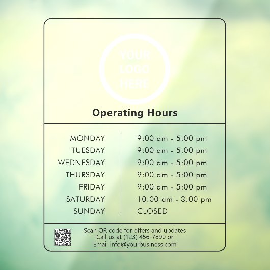 Minimalistische Logo QR-code Openingstijden Bedrij Raamsticker (Vel 3)