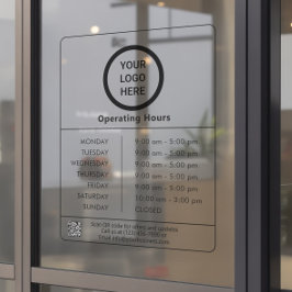 Minimalistische Logo QR-code Openingstijden Bedrij Raamsticker