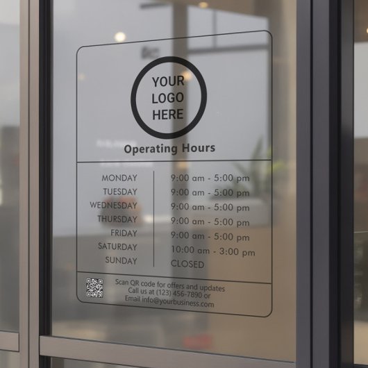 Minimalistische Logo QR-code Openingstijden Bedrij Raamsticker