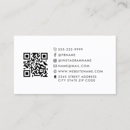 Minimalistische Logo QR Code Social Media Pictogra Visitekaartje (Achterkant)