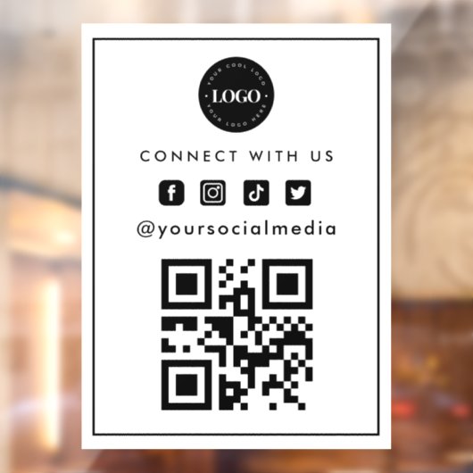 Minimalistische logo toevoegen QR-code scannen soc Raamsticker (Vel 2)