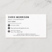 Minimalistische loodgieter met licentie aannemer visitekaartje (Achterkant)