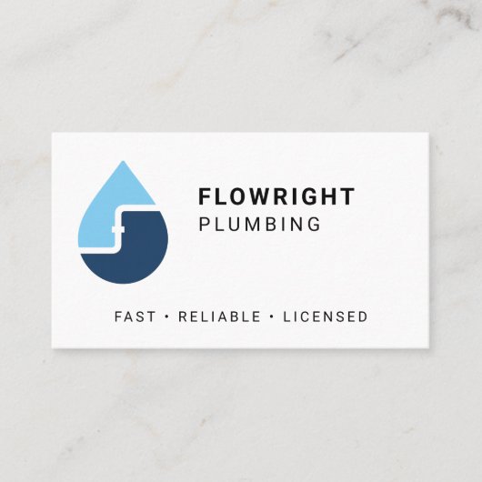 Minimalistische loodgieter met licentie aannemer visitekaartje (Voorkant)