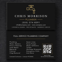 Minimalistische Loodgieter Zwart Goud QR Code