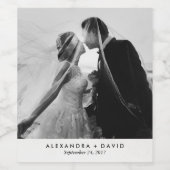 Minimalistische look met je trouwfoto wijn etiket (Enkel label)