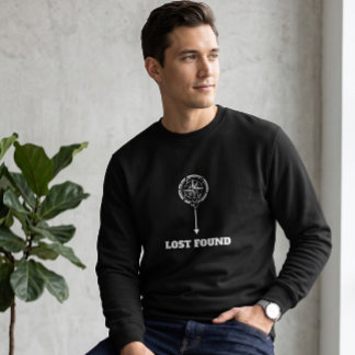 Minimalistische Lost Found Zwarte Kompas Crewneck Trui