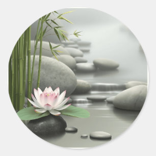 Minimalistische Lotus in de Japanse tuin Ronde Sticker