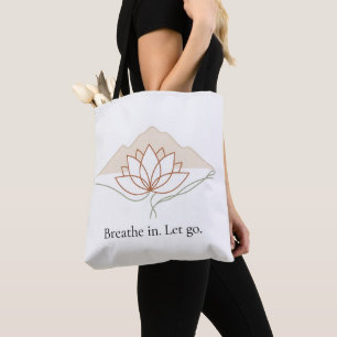 Minimalistische Lotus Yoga Tote Bag – “Inademen. L