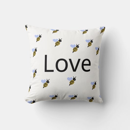 Minimalistische "Love & Bees" Worp Kussen – Romant (Voorkant)