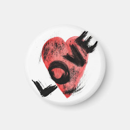Minimalistische "LOVE" Grunge Hartmagneet – Modern Magneet