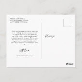 Minimalistische Love Heart Script Trouw Dank je Briefkaart (Achterkant)