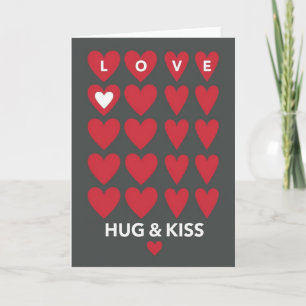 Minimalistische Love Hug Kiss Kaart