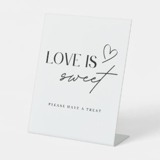 Minimalistische 'Love is Sweet' bruidstaart bar ta Reclamebord Met Voetstuk