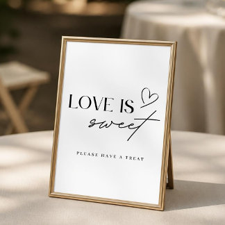 Minimalistische 'Love is Sweet'-trouwdessertbarbor Poster