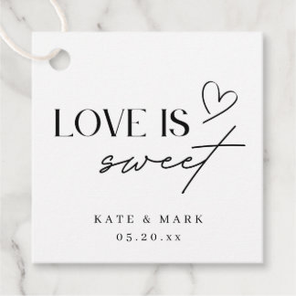 Minimalistische 'Love is Sweet' trouwgunst Bedankjes Labels