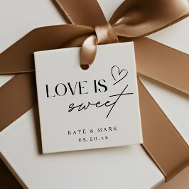 Minimalistische 'Love is Sweet' trouwgunst Bedankjes Labels