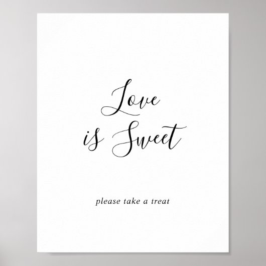 Minimalistische Love Is Sweet Trouwkaart Poster (Voorkant)