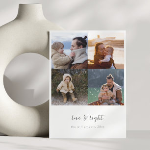 Minimalistische Love Light Hanukkah Script 4 Foto Feestdagenkaart