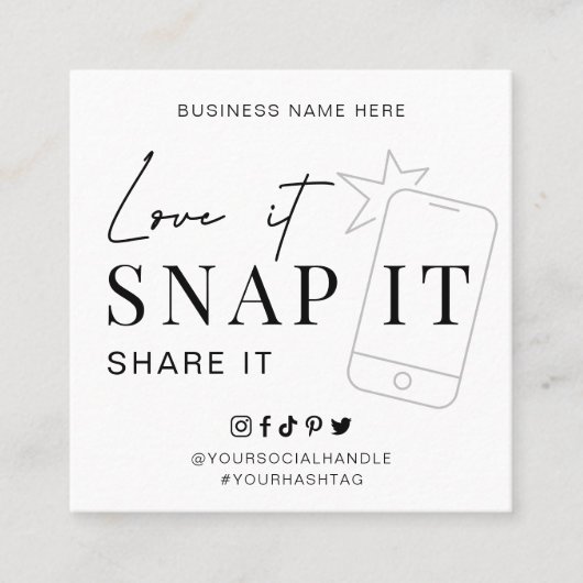 Minimalistische Love Snap Share Label ons op socia (Voorkant)