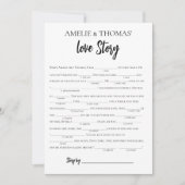 Minimalistische Love Story Bridal Libs Game Kaart (Voorkant)