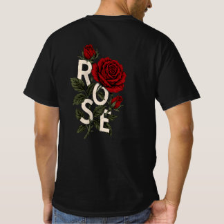 Minimalistische Love Voorkant Rode Roos Achterkant T-shirt