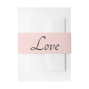 Minimalistische Love Zwarte Blush Roze Huwelijk Uitnodigingen Wikkel