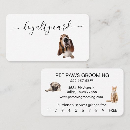 Minimalistische loyaliteit Kaart Pet Dog Services  Visitekaartje (Voorkant / Achterkant)