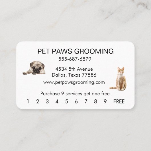 Minimalistische loyaliteit Kaart Pet Dog Services  Visitekaartje (Achterkant)