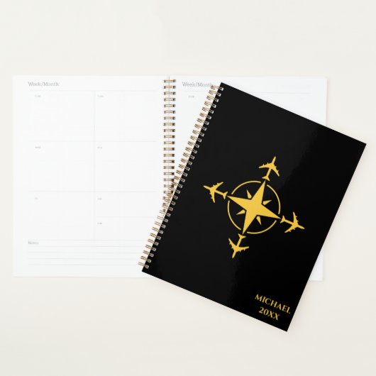Minimalistische Luchtvaart Kompas Vliegtuigreis Cu Planner (Display)