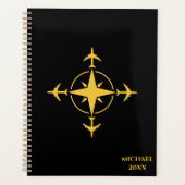 Minimalistische Luchtvaart Kompas Vliegtuigreis Cu Planner (Voorkant)