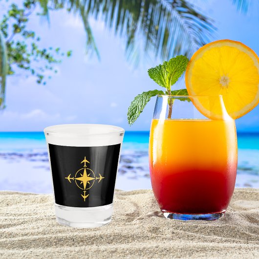 Minimalistische Luchtvaart Kompas Vliegtuigreis Cu Shot Glas