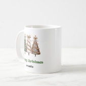 Minimalistische luipaard kerstbomen gepersonalisee koffiemok (Voorkant links)