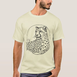 Minimalistische Luipaard Lijnkunst – Wild en Majes T-shirt