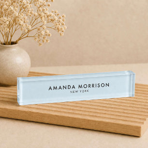 Minimalistische luxe blauw naambordje