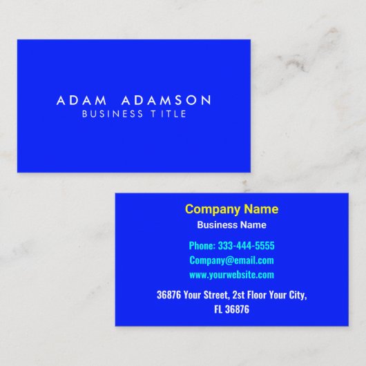 Minimalistische luxe blauwe kleur - Elegant Eenvou Visitekaartje (Voorkant / Achterkant)