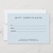 Minimalistische luxe boetiek blauwe cadeaubon (Achterkant)