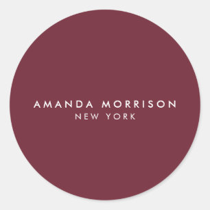 Minimalistische luxe boetiek dieprood rood ronde sticker
