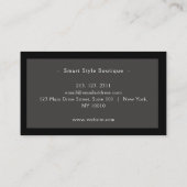 Minimalistische luxe boetiek donkergrijs & zwart visitekaartje (Achterkant)