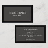 Minimalistische luxe boetiek donkergrijs & zwart visitekaartje (Voorkant / Achterkant)