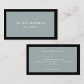 Minimalistische luxe boetiek Dusty Blauw & Zwart Visitekaartje (Voorkant / Achterkant)