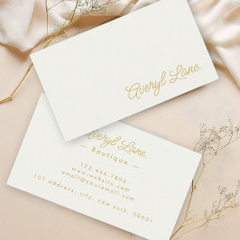 Minimalistische luxe boetiek Ivoor Gold Script Visitekaartje