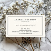 Minimalistische luxe boetiek ivoor/zwart single si visitekaartje
