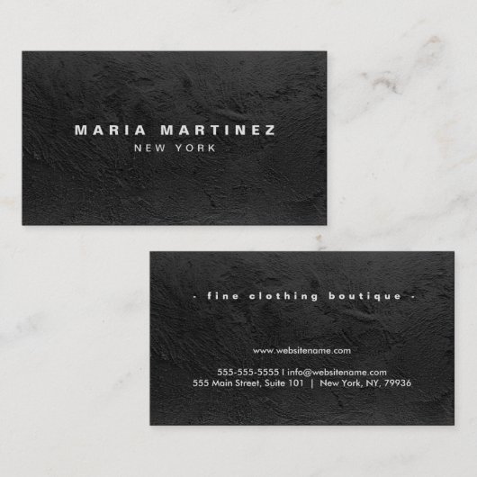 Minimalistische luxe boetiek Leeg Zwart Visitekaartje (Voorkant / Achterkant)