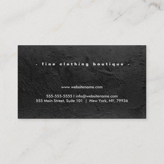 Minimalistische luxe boetiek Leeg Zwart Visitekaartje (Achterkant)