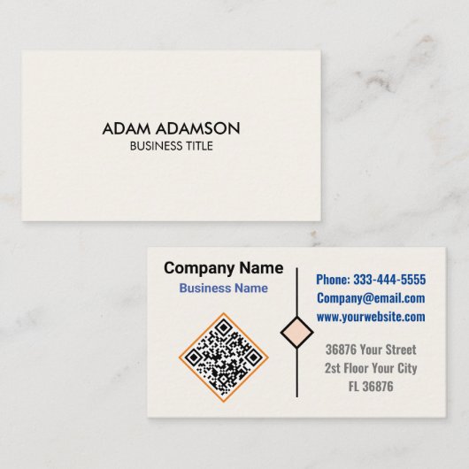 Minimalistische luxe boetiek (QR Code) Ivoor Visitekaartje (Voorkant / Achterkant)