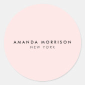 Minimalistische luxe boetiek roze ronde sticker (Voorkant)