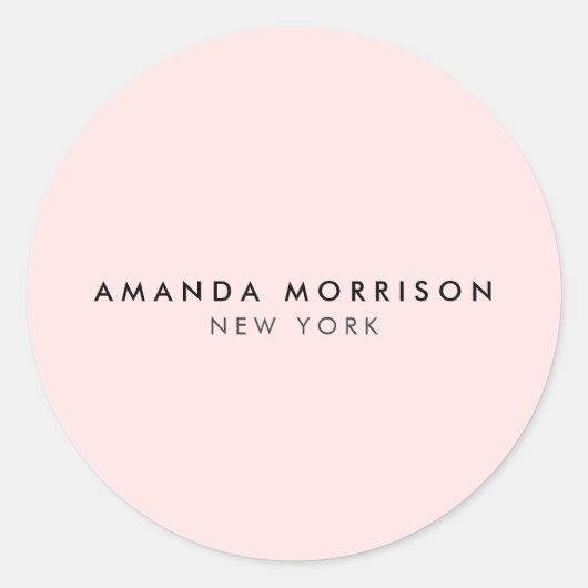 Minimalistische luxe boetiek roze ronde sticker (Voorkant)
